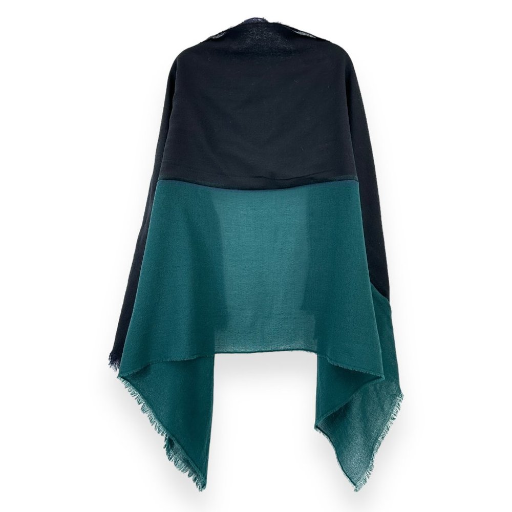 UNIQLO Jil Sander Two-Tone Black and Teal Wool Blend Wrap Scarf